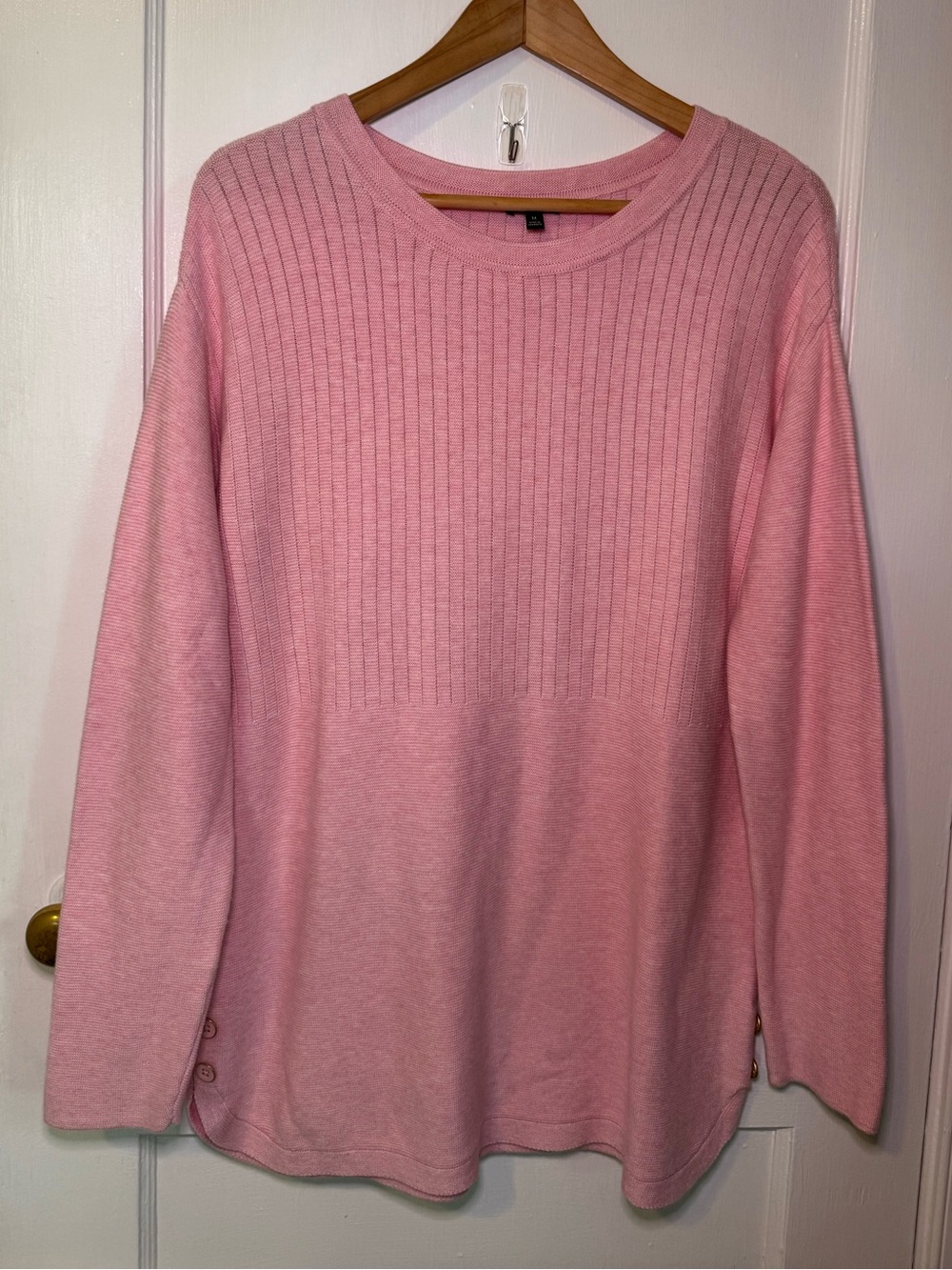 Talbots Mixed Stitch Button Detail Tunic Sweater Light Pink #P201121114